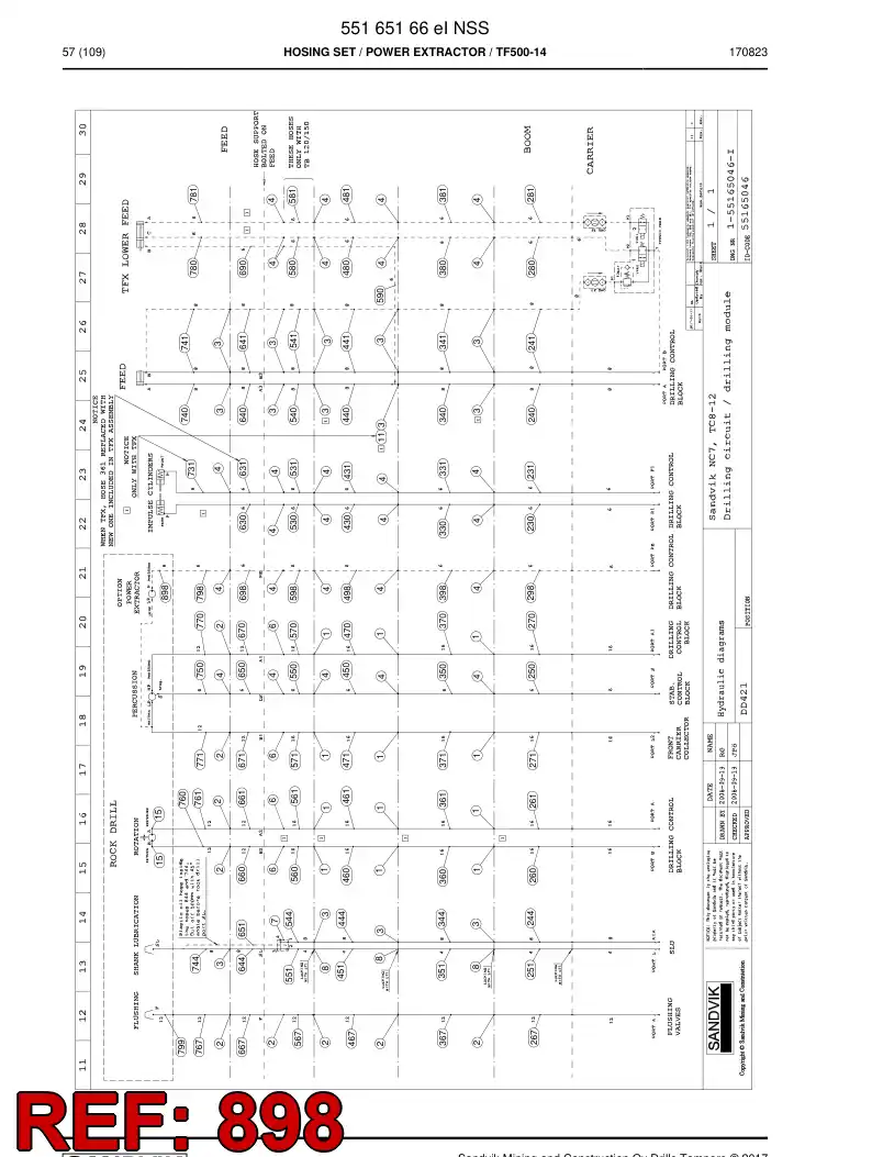 59211059 592 110 59 Hose Assembly, Hydraulic - Sandvik Technical Drawing