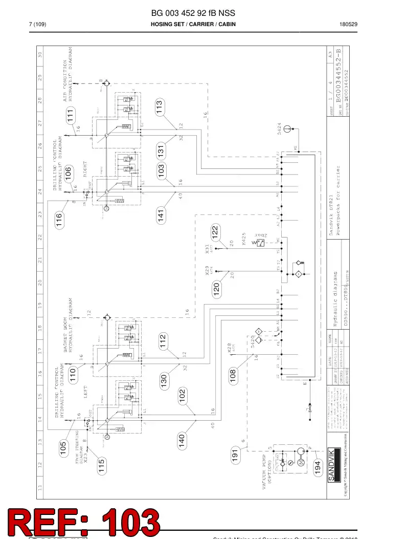 59211167 592 111 67 Hose Assembly, Hydraulic - Sandvik Technical Drawing