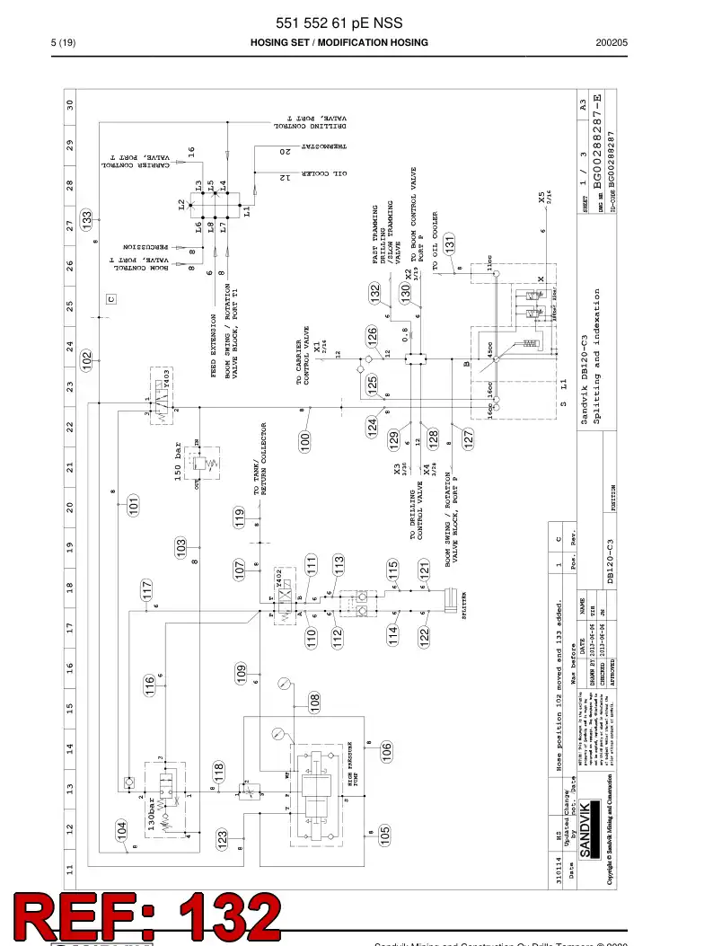 59211201 592 112 01 Hose Assembly, Hydraulic - Sandvik Technical Drawing