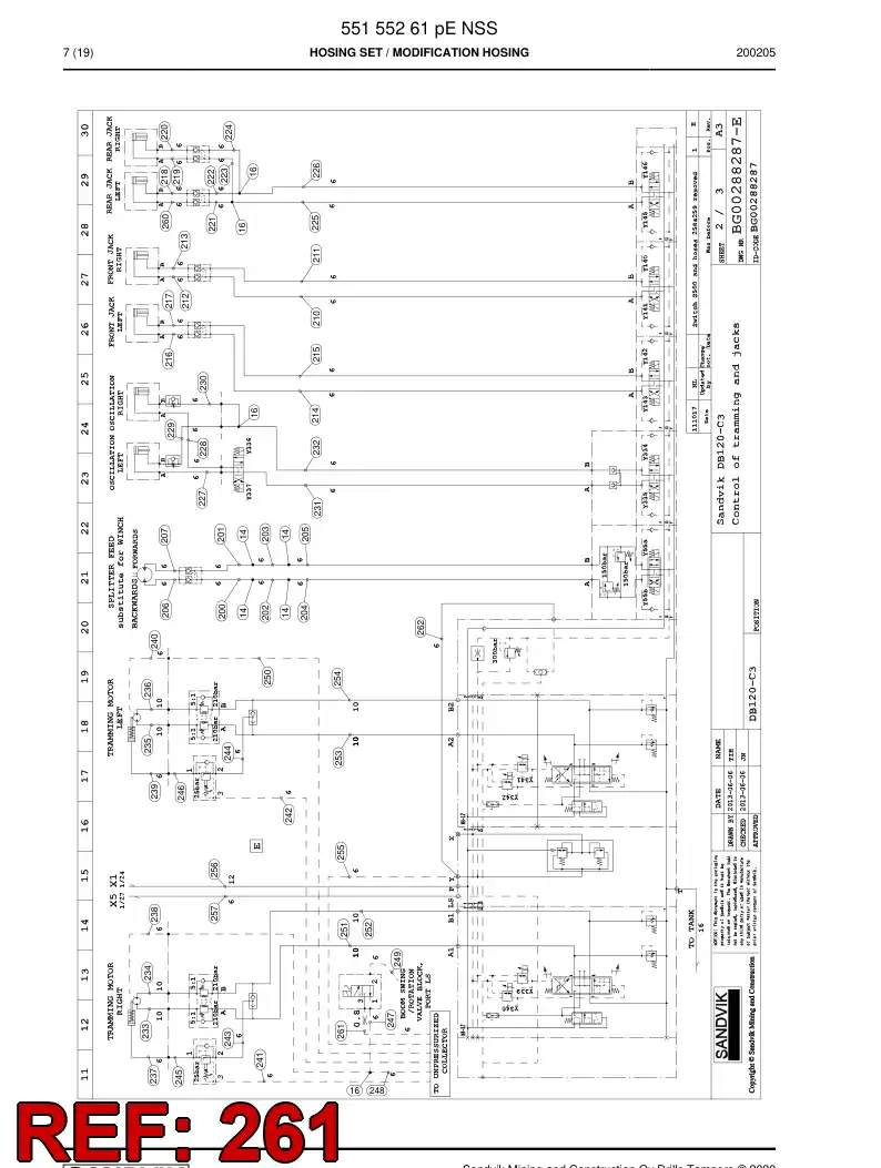 59211257 592 112 57 Hose Assembly, Hydraulic - Sandvik Technical Drawing