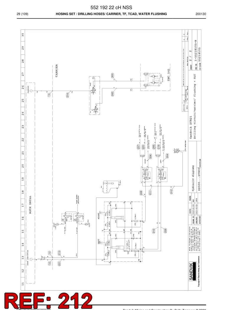 59211261 592 112 61 Hose Assembly, Hydraulic - Sandvik Technical Drawing