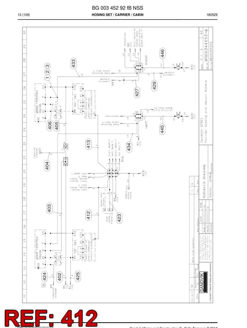 59211263 592 112 63 Hose Assembly, Hydraulic - Sandvik Technical Drawing