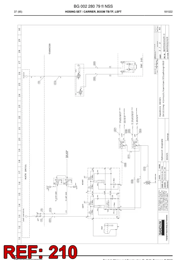59211265 592 112 65 Hose Assembly, Hydraulic - Sandvik Technical Drawing