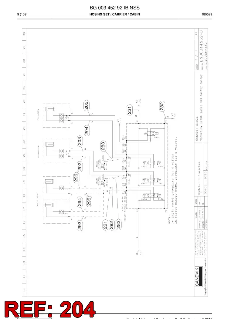59211303 592 113 03 Hose Assembly, Hydraulic - Sandvik Technical Drawing