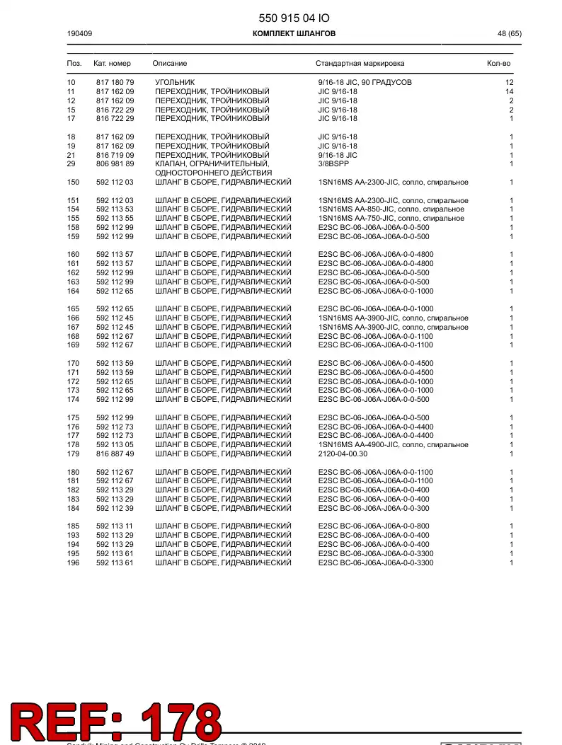 59211305 592 113 05 Hose Assembly, Hydraulic - Sandvik Technical Drawing