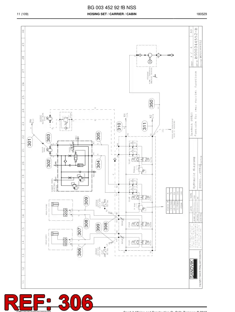 59211335 592 113 35 Hose Assembly, Hydraulic - Sandvik Technical Drawing