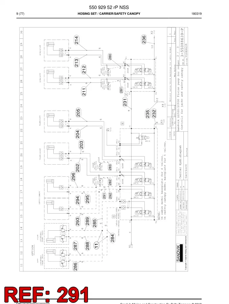 59211361 592 113 61 Hose Assembly, Hydraulic - Sandvik Technical Drawing