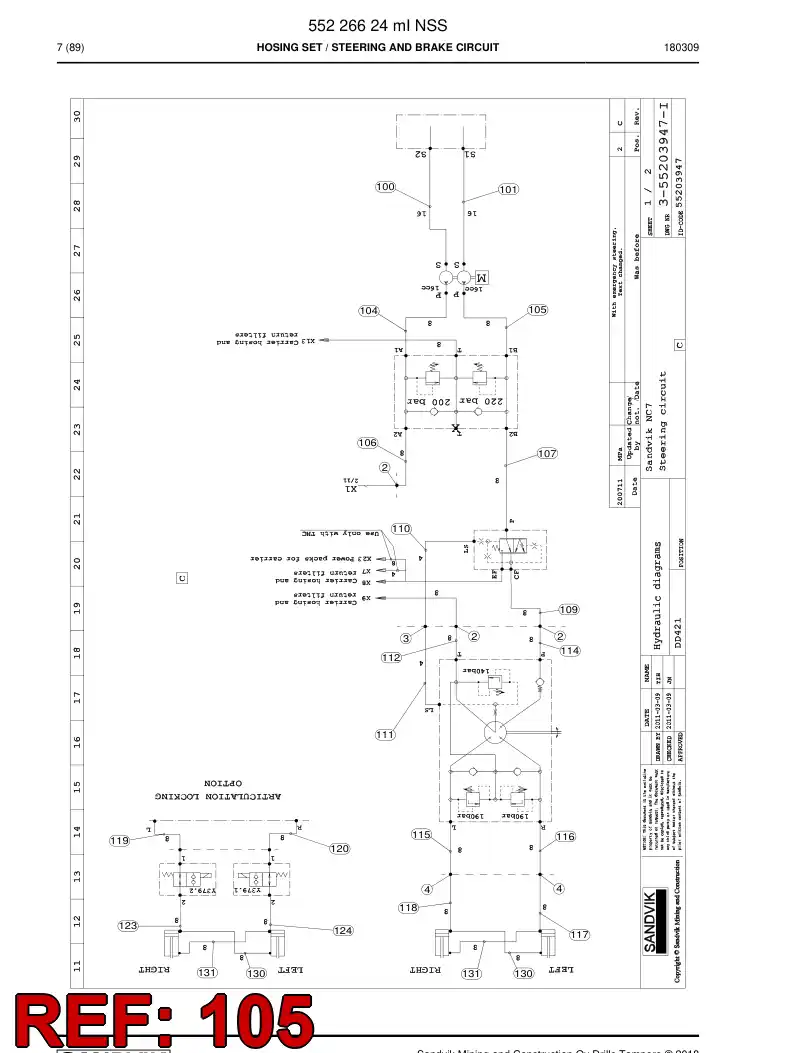 59211393b 592 113 93b Hose Assembly, Hydraulic - Sandvik Technical Drawing