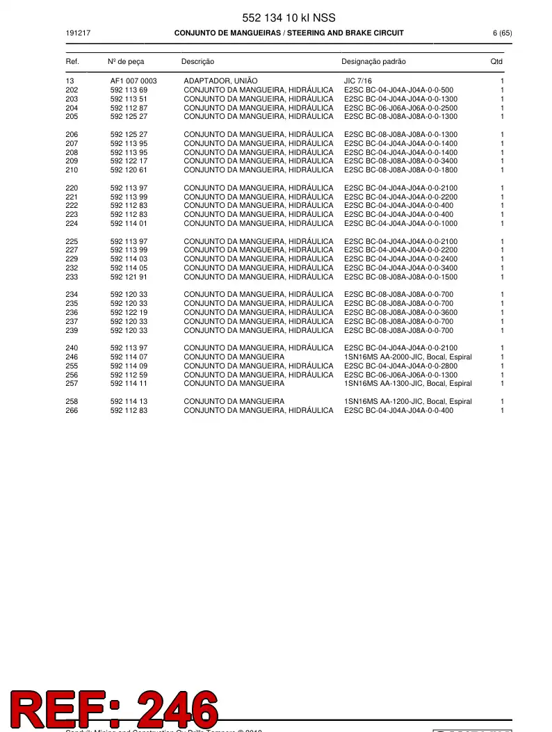 59211407a 592 114 07a ASSEMBLY DA HOSE - Sandvik Technical Drawing