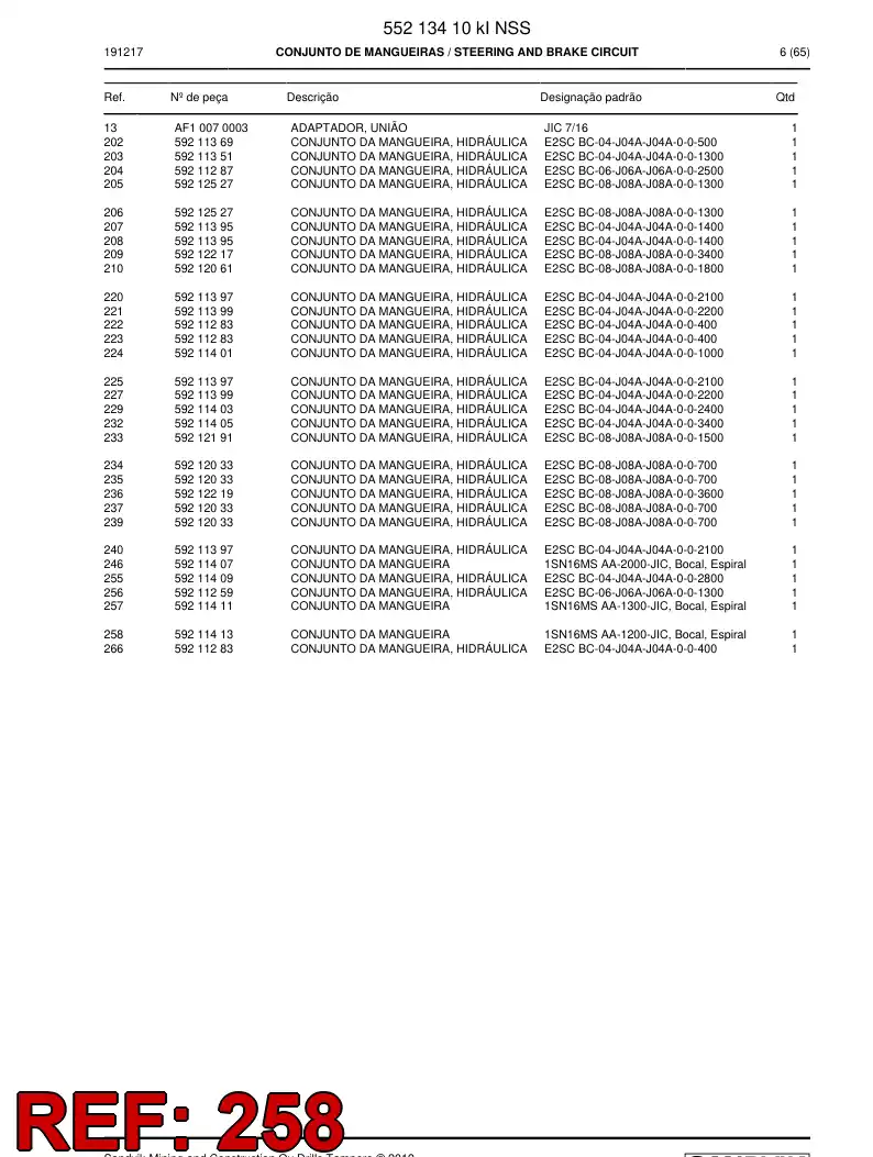 59211413a 592 114 13a ASSEMBLY DA HOSE - Sandvik Technical Drawing