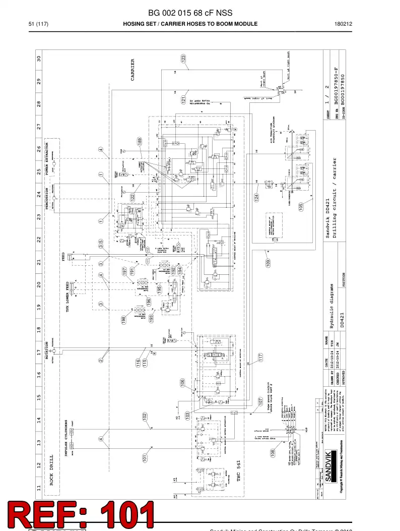 59211455 592 114 55 Hose Assembly, Hydraulic - Sandvik Technical Drawing