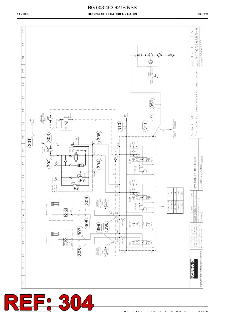 59211463 592 114 63 Hose Assembly, Hydraulic - Sandvik Technical Drawing