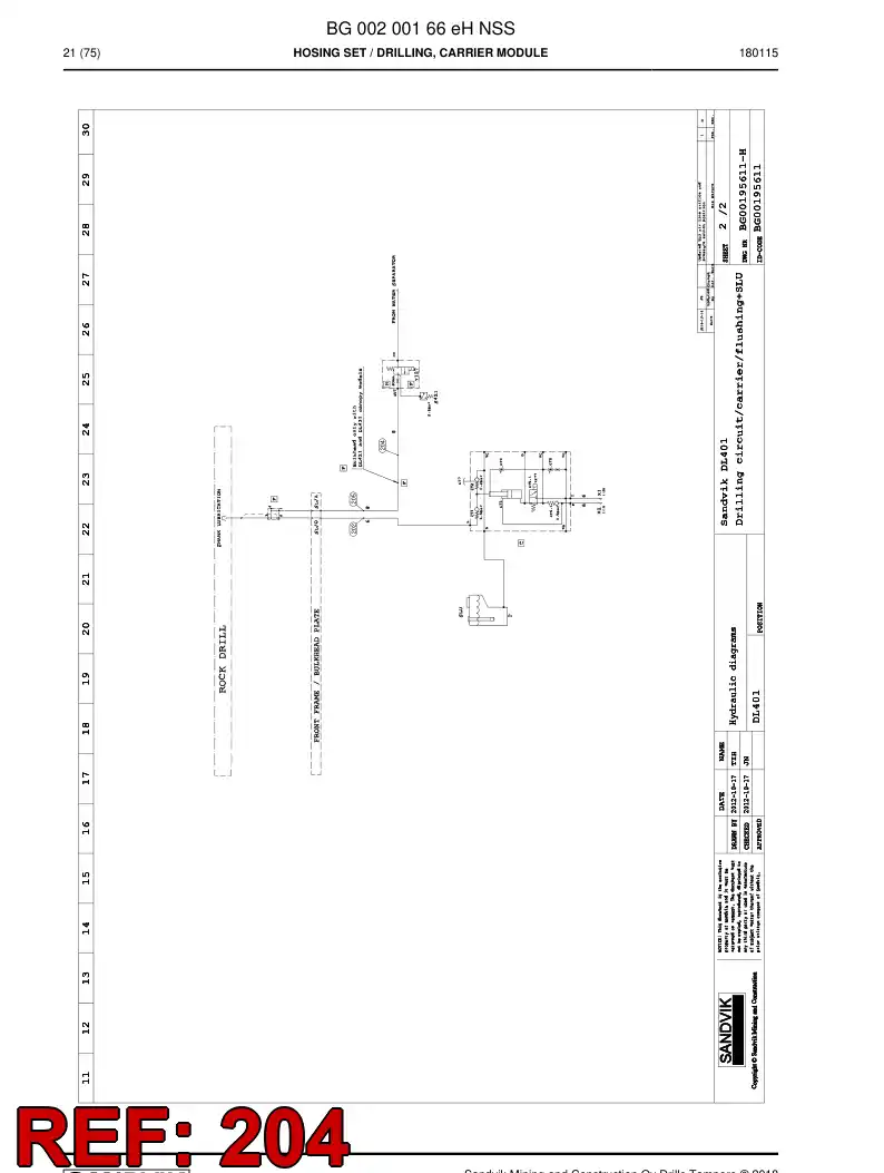 59211467b 592 114 67b Hose Assembly, Hydraulic - Sandvik Technical Drawing
