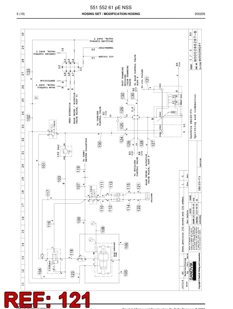 59211493 592 114 93 Hose Assembly, Hydraulic - Sandvik Technical Drawing