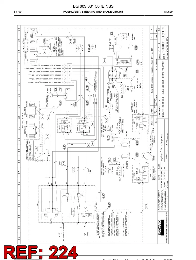 59211517b 592 115 17b Hose Assembly, Hydraulic - Sandvik Technical Drawing
