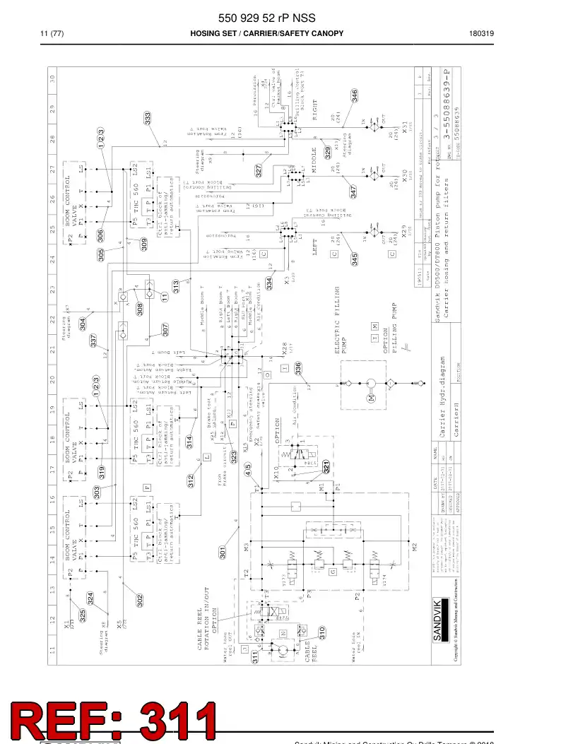 59211681 592 116 81 Hose Assembly, Hydraulic - Sandvik Technical Drawing
