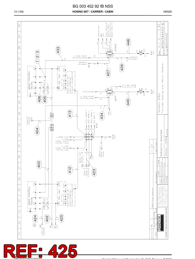 59211699b 592 116 99b Hose Assembly, Hydraulic - Sandvik Technical Drawing
