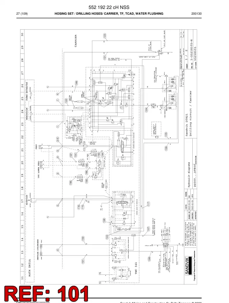 59211701 592 117 01 Hose Assembly, Hydraulic - Sandvik Technical Drawing
