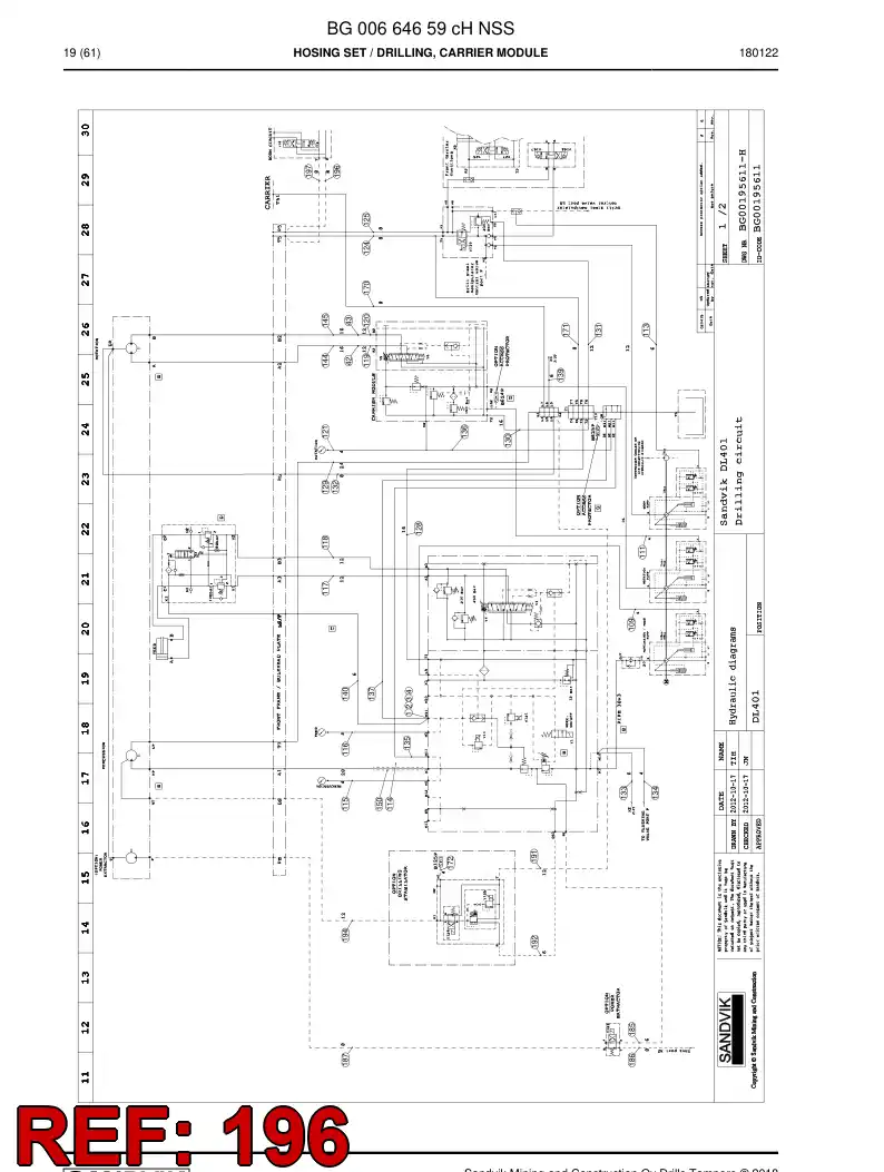 59211949b 592 119 49b Hose Assembly, Hydraulic - Sandvik Technical Drawing