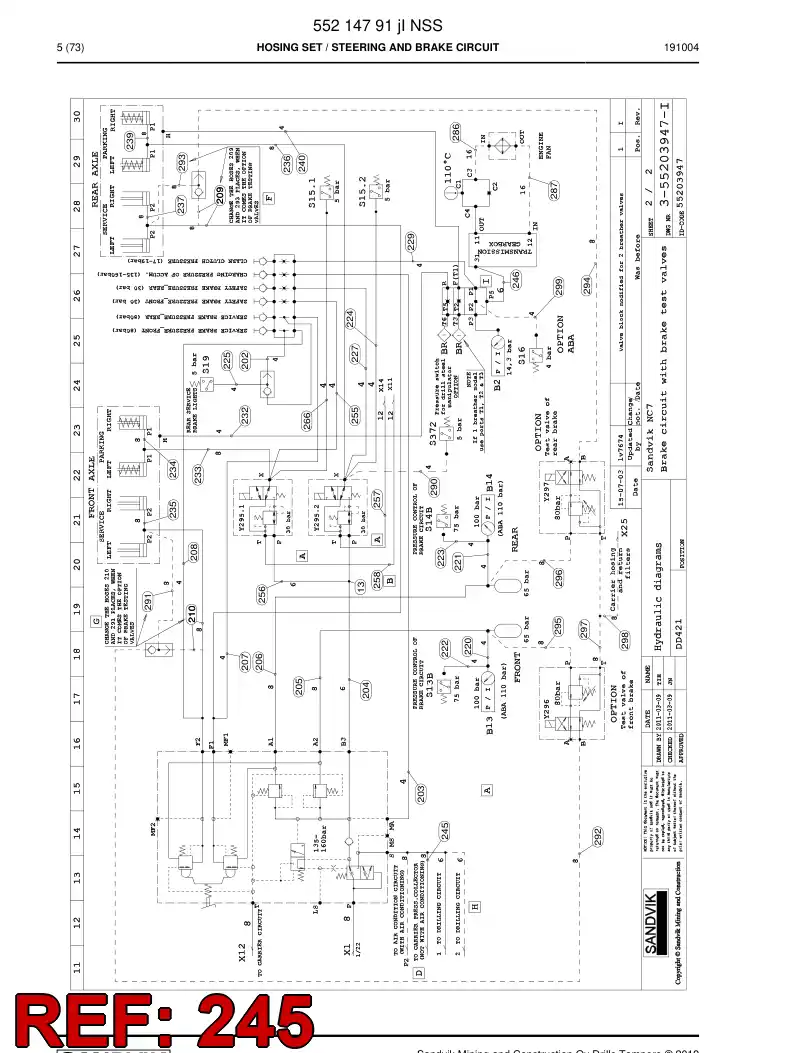59212003c 592 120 03c Hose Assembly, Hydraulic - Sandvik Technical Drawing