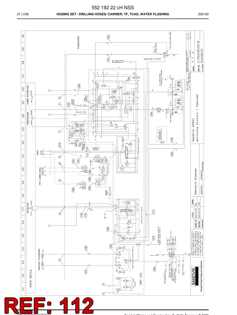 59212021c 592 120 21c Hose Assembly, Hydraulic - Sandvik Technical Drawing