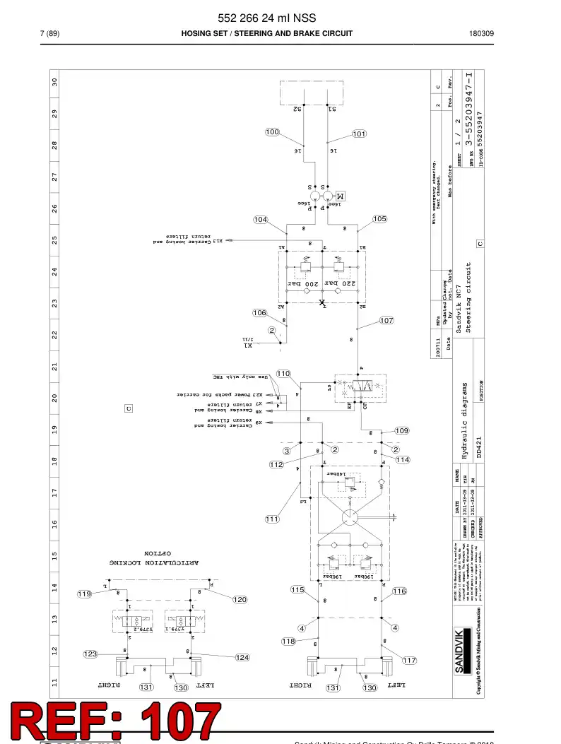 59212033c 592 120 33c Hose Assembly, Hydraulic - Sandvik Technical Drawing