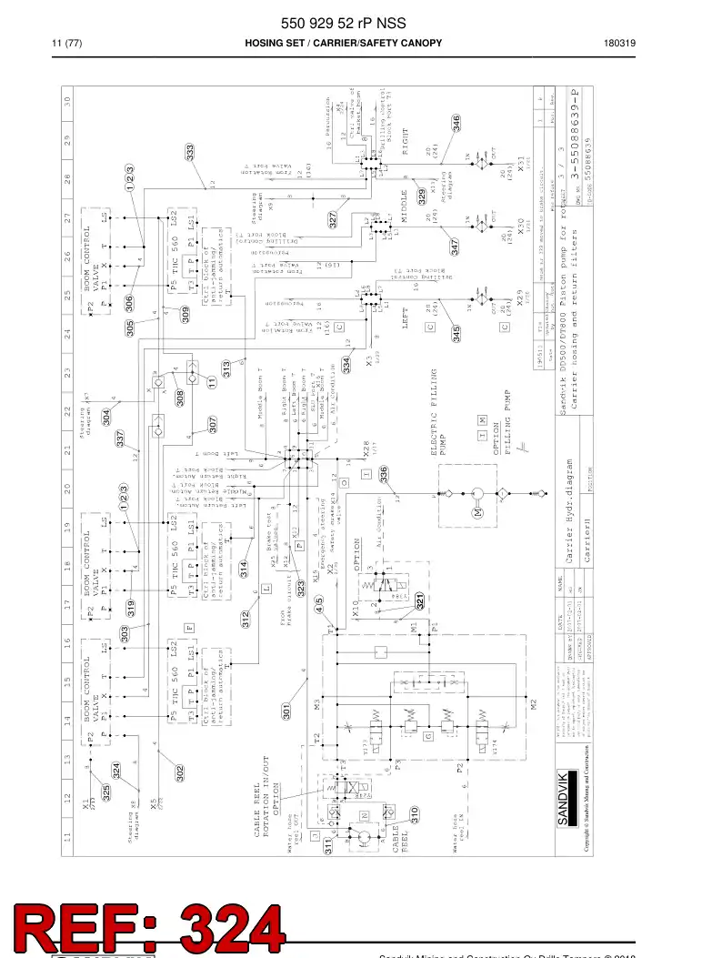 59212089c 592 120 89c Hose Assembly, Hydraulic - Sandvik Technical Drawing