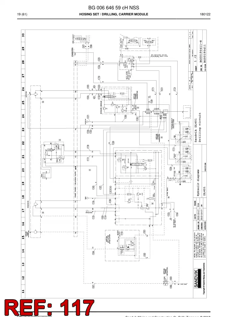 59212113c 592 121 13c Hydraulic hose assembly - Sandvik Technical Drawing