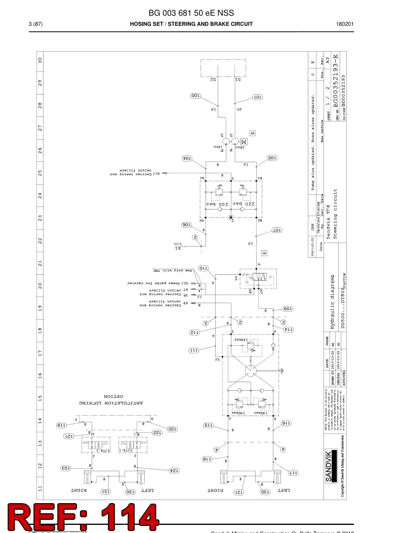 59212211c 592 122 11c Hose Assembly, Hydraulic - Sandvik Technical Drawing