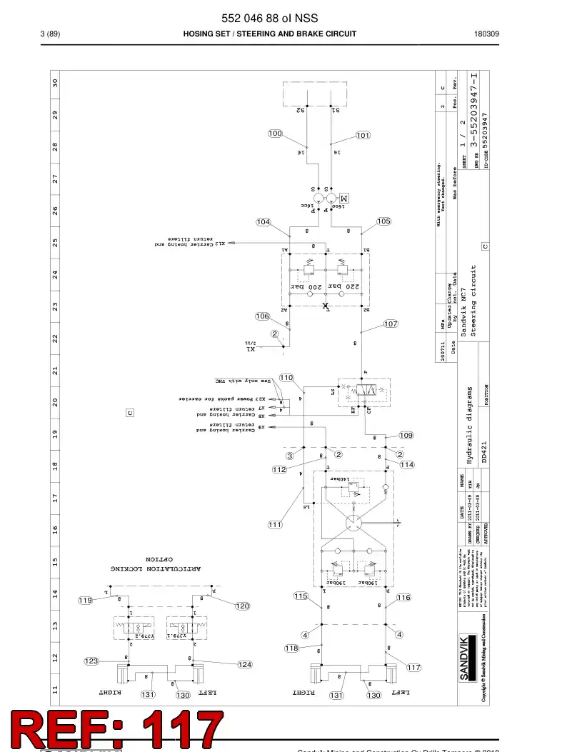 59212213c 592 122 13c Hose Assembly, Hydraulic - Sandvik Technical Drawing