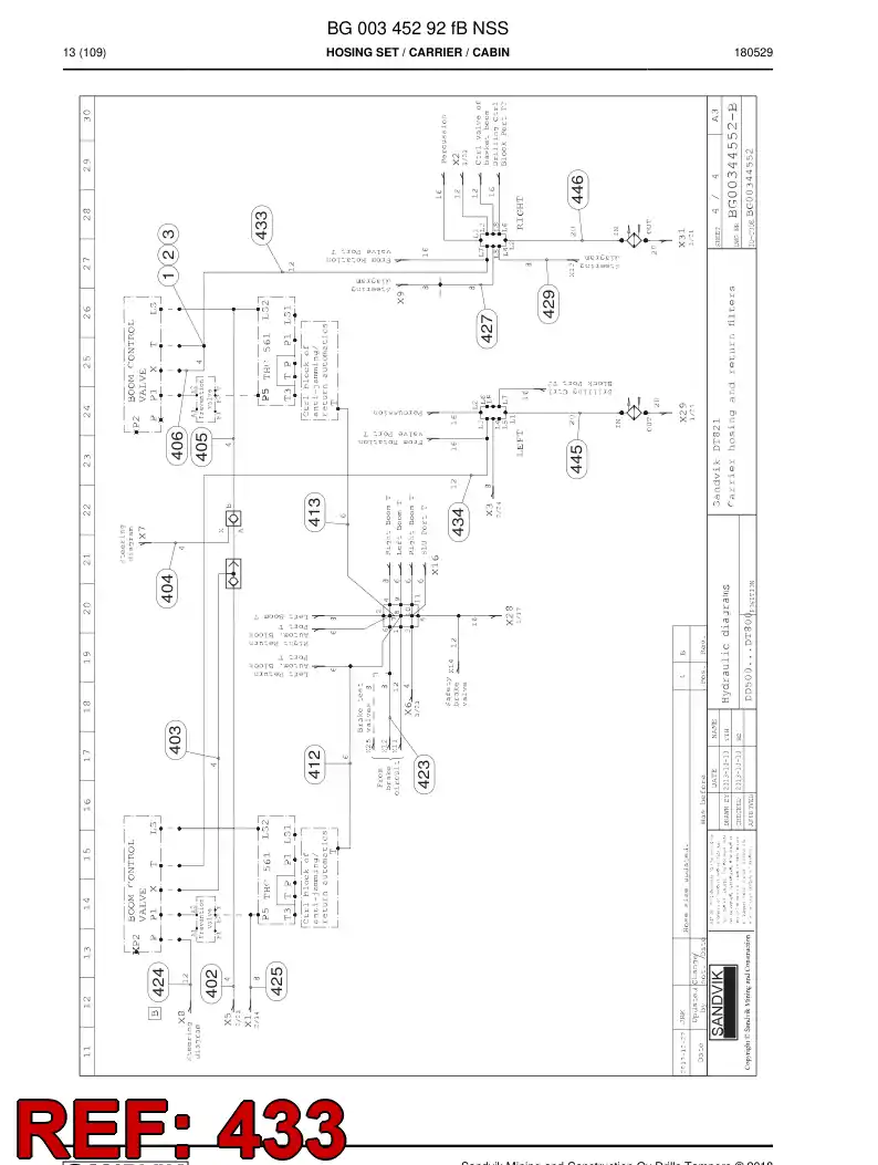 59212357 592 123 57 Hose Assembly, Hydraulic - Sandvik Technical Drawing