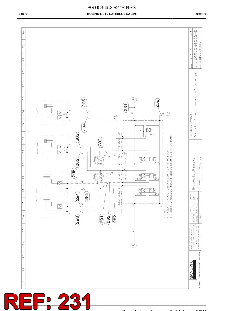 59212407c 592 124 07c Hose Assembly, Hydraulic - Sandvik Technical Drawing