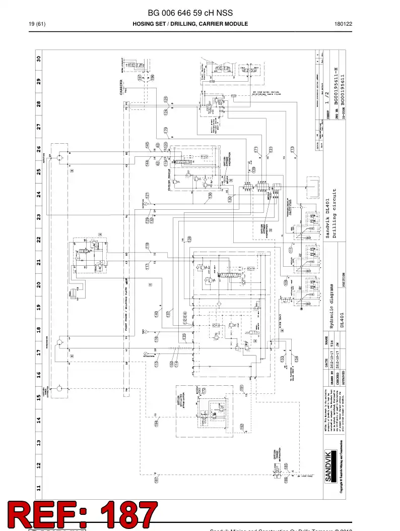 59212481c 592 124 81c Hose Assembly, Hydraulic - Sandvik Technical Drawing