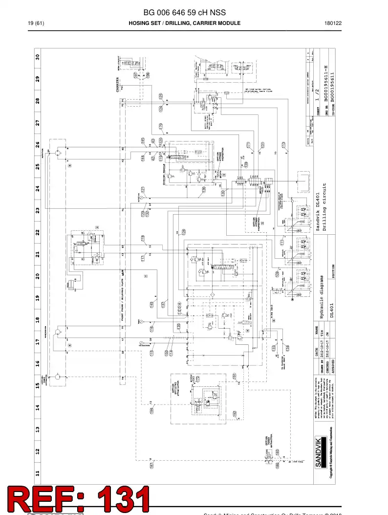 59212585 592 125 85 Hose Assembly, Hydraulic - Sandvik Technical Drawing