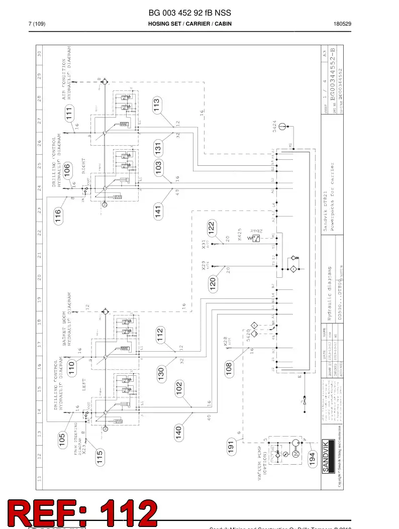 59212687 592 126 87 Hose Assembly, Hydraulic - Sandvik Technical Drawing
