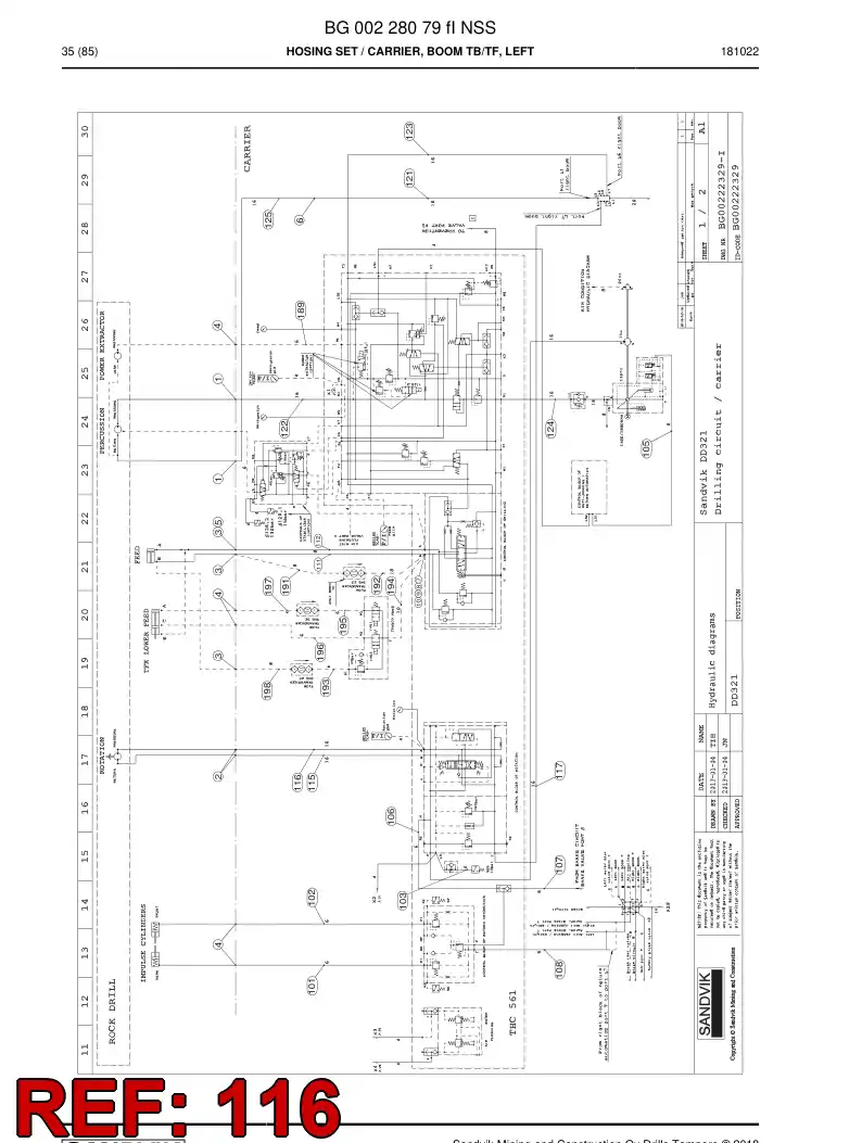 59212689a 592 126 89a Hose Assembly, Hydraulic - Sandvik Technical Drawing