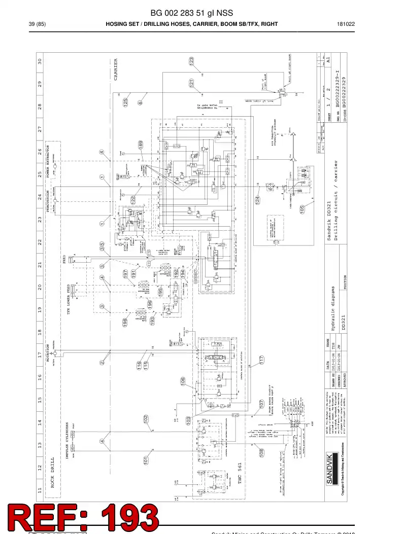 59212715c 592 127 15c Hose Assembly, Hydraulic - Sandvik Technical Drawing