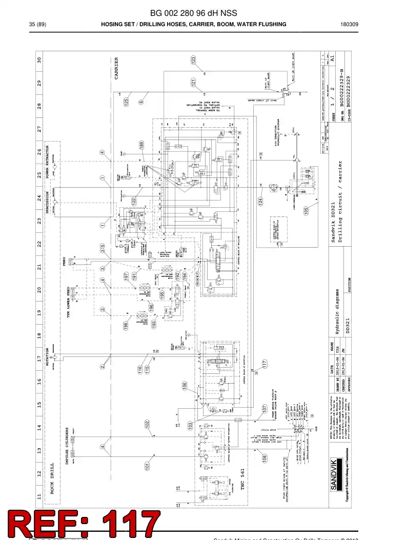 59212719 592 127 19 Hose Assembly, Hydraulic - Sandvik Technical Drawing