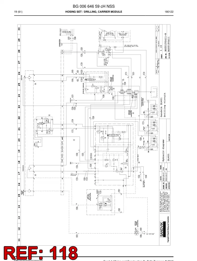 59212779c 592 127 79c Hydraulic hose assembly - Sandvik Technical Drawing