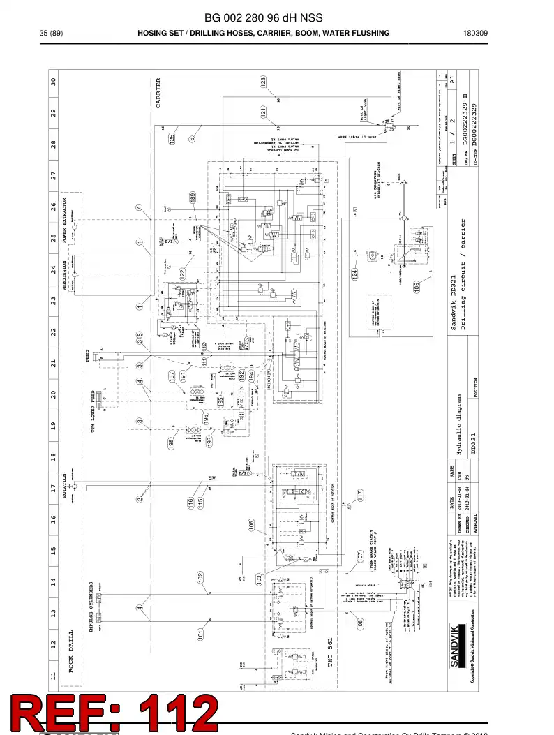 59212881c 592 128 81c Hose Assembly, Hydraulic - Sandvik Technical Drawing