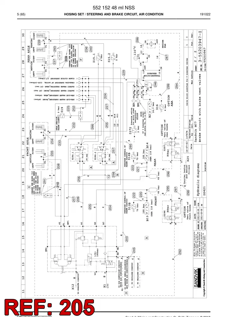 59212929b 592 129 29b Hose Assembly, Hydraulic - Sandvik Technical Drawing