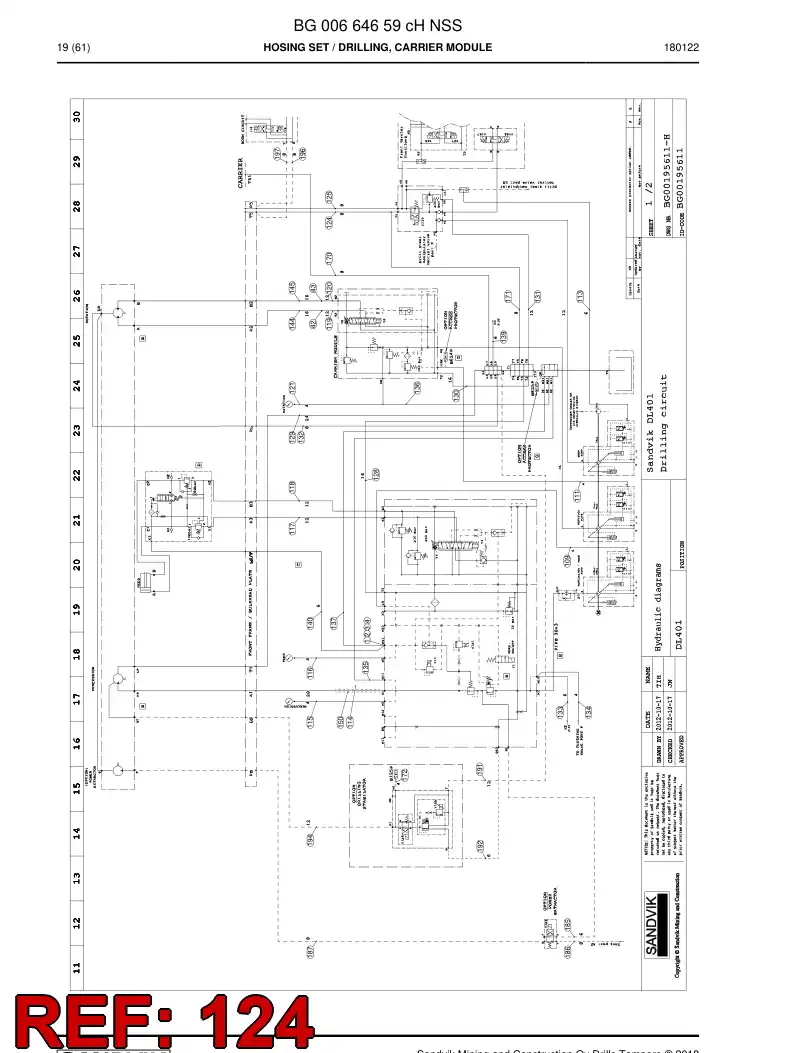 59212977b 592 129 77b Hose Assembly, Hydraulic - Sandvik Technical Drawing
