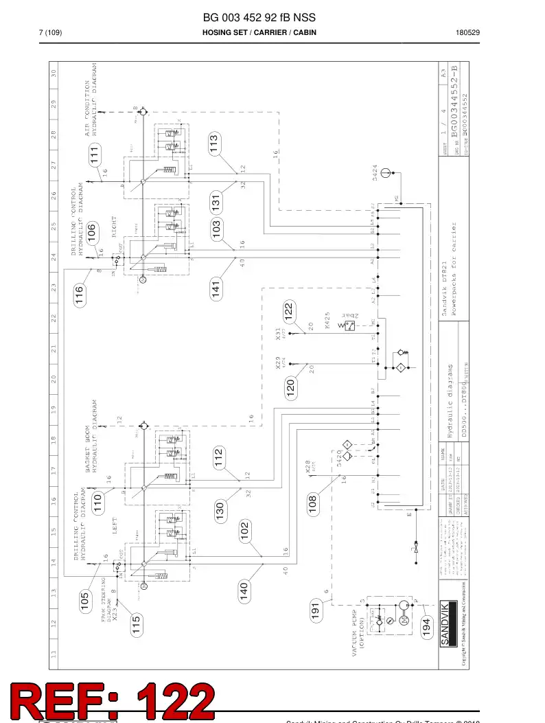 59213365 592 133 65 Hose Assembly, Hydraulic - Sandvik Technical Drawing