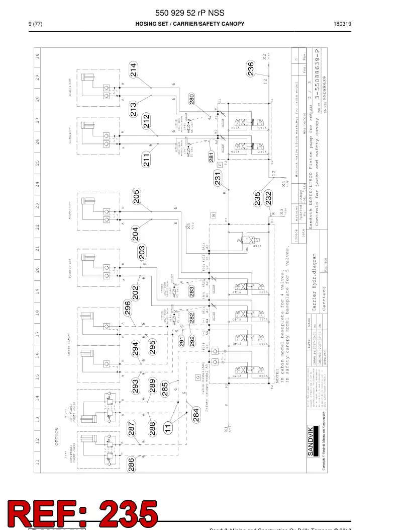 59213367 592 133 67 Hose Assembly, Hydraulic - Sandvik Technical Drawing