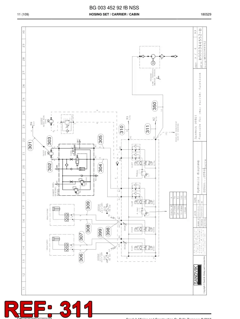 59213419 592 134 19 Hose Assembly, Hydraulic - Sandvik Technical Drawing