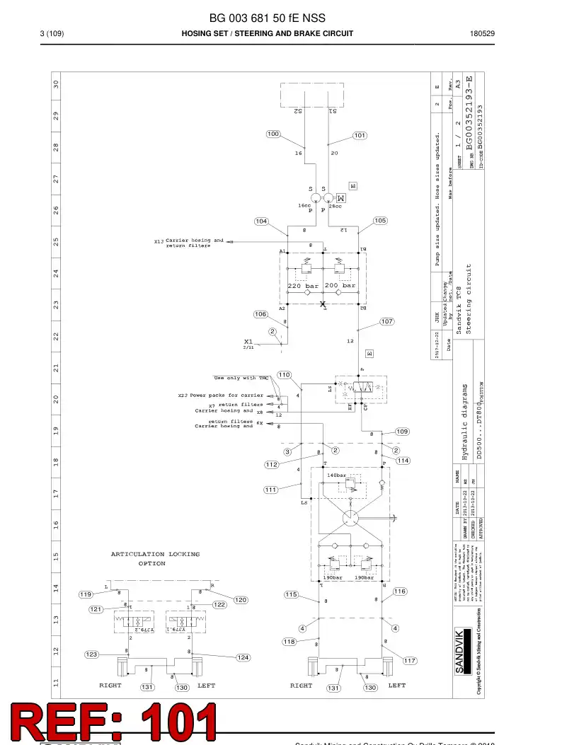 59213515 592 135 15 Hose Assembly, Hydraulic - Sandvik Technical Drawing