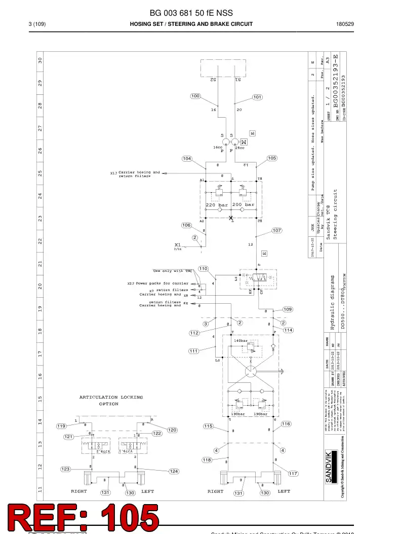 59213517c 592 135 17c Hydraulic hose assembly - Sandvik Technical Drawing