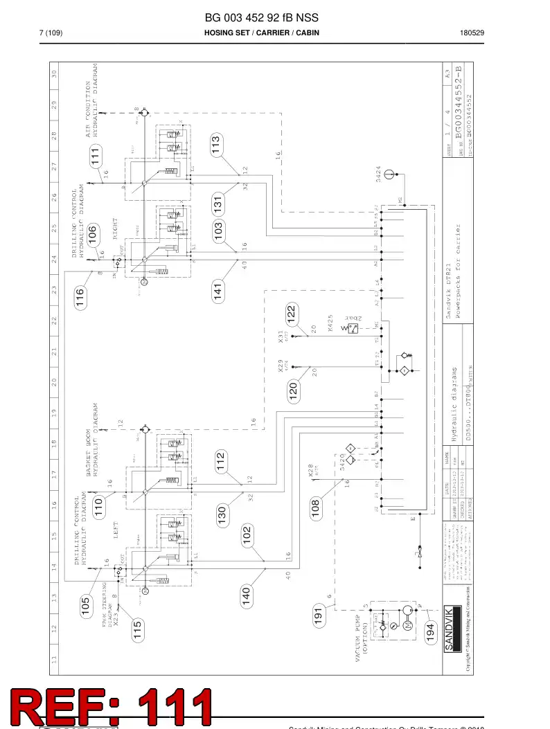 59213521a 592 135 21a Hose Assembly, Hydraulic - Sandvik Technical Drawing