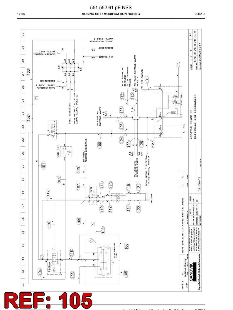 59213823b 592 138 23b Hose Assembly, Hydraulic - Sandvik Technical Drawing