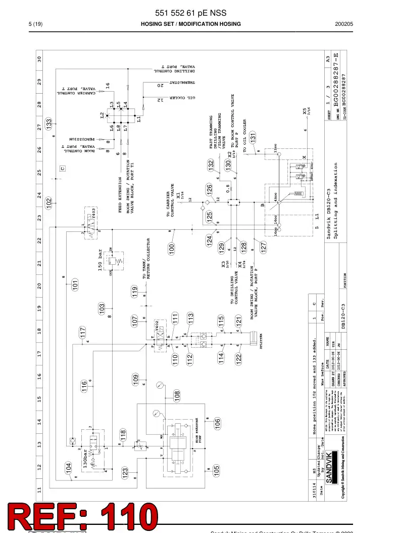59213827a 592 138 27a HOSE ASSY - Sandvik Technical Drawing